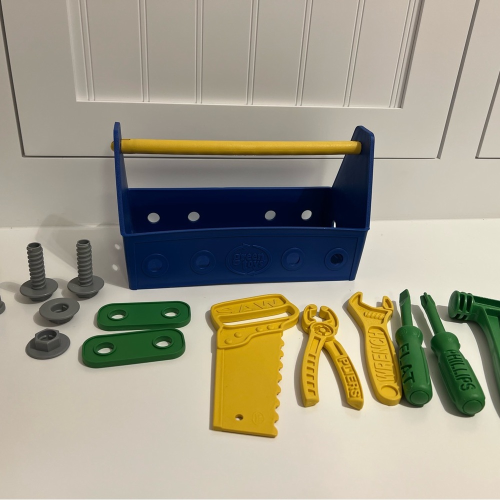 Rare Green Toys Tool Set 15 Piece Play Set Blue Pre-owned Great Condition
